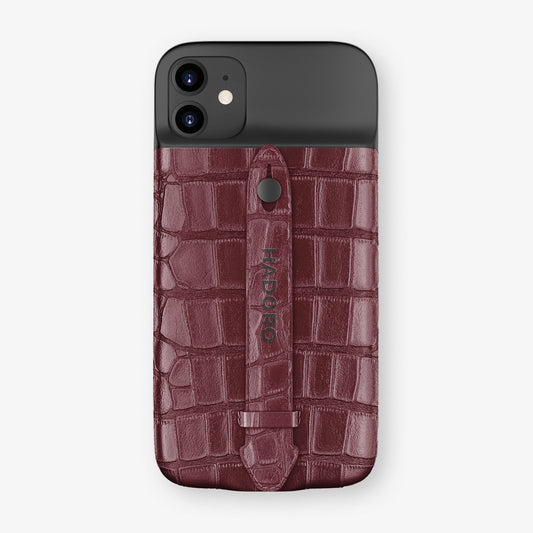 Alligator Battery Finger Case for iPhone 11 | Burgundy/Burgundy - Black